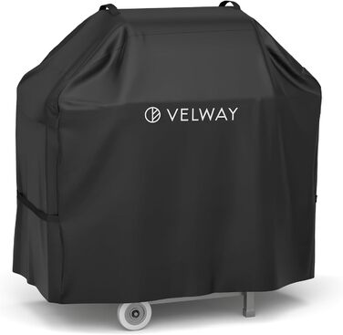 Чохол для барбекю Velway 300D Оксфорд чохол для газового барбекю водонепроникний вентиляційні прорізи і ручки, чохол для барбекю пилонепроникний УФ-стійкий надміцний чохол для газового барбекю зі слонової кістки (чорний, 117x66x117см)