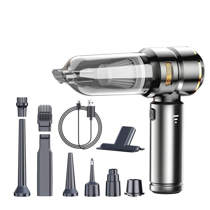 Ручний бездротовий пилосос 25000 Па з HEPA-фільтром, потужний акумуляторний пилосос для автомобіля та дому, чорний