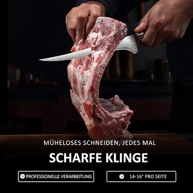 Ніж сантоку PAUDIN з дамаської сталі, 13 см - професійний кухонний ніж для кухні, надзвичайно гострий, з високоякісної нержавіючої сталі та ергономічною ручкою G10 (рибний ніж 18 см)