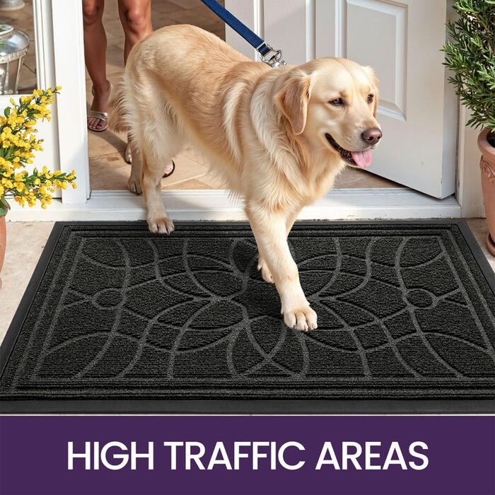Килимок для дому та вулиці DEXI, 60x90 см, чорний, неслизький, миючий, для входу, балкону, тераси