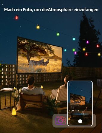 Lepro ЗБ1 AI LED Гірлянда Зовнішня RGB+Тепле Біле, Розумні LED S14, Wi-Fi, Керування через App, Alexa & Google, IP65, AI-Дизайнер Освітлення, 30 LED (15м)