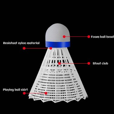 Волани для бадмінтону Tixiyu, нейлонові волани, високошвидкісні м'ячі для бадмінтону з відмінною стабільністю і довговічністю, птиці для бадмінтону для занять спортом в приміщенні і на відкритому повітрі жовтий 12 (2000)