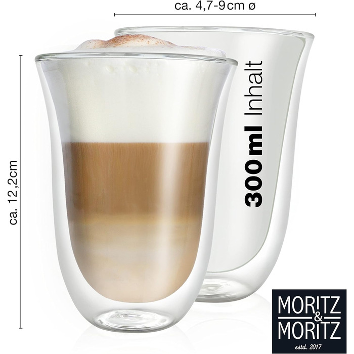 300 мл Подвійна стінка Macchiato Latte Tumbler Moritz & Moritz з 6 предметів
