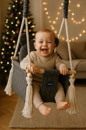 Дитяча гойдалка для дому та вулиці Bär Light Velvet | Дерев'яна гойдалка для дітей | Гойдалка для дверного отвору