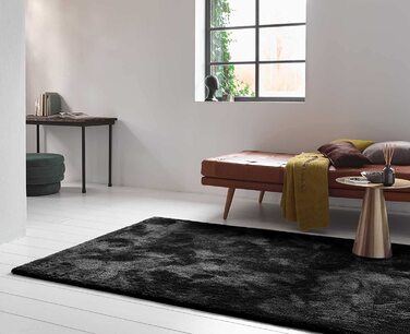 М'який м'який волохатий килим Esprit, ідеально підходить для віталень, спалень і дитячих кімнат RELAXX (70 x 140 см, чорний)