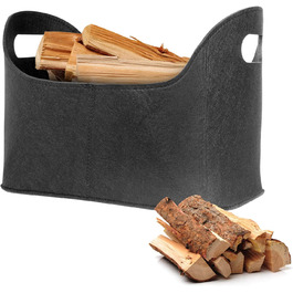 Фетрова сумка Geestock для каміна, складна дерев'яна підставка для укладання дров також може використовуватися для зберігання іграшок, одягу і посадки квітів, розміри 40 x 25 x 28 см (на дотик 01)