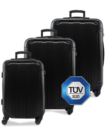 Набір дорожніх валіз FERGÉ QUÉBEC з ABS-пластику, 3 предмети (ручна поклажа, L, XL), чорний