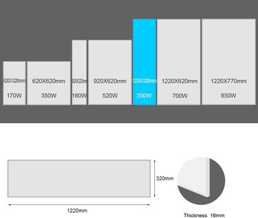 Інфрачервоний обігрівач EVOKOR 350 Вт, настінний, захист від перегріву, енергозбереження, 1220x320мм, механічний перемикач