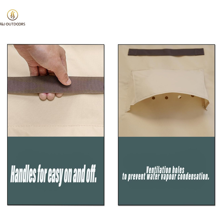 Накладка для садово-патіо меблів F&J Outdoors: водовідштовхувальна, захист від сонця, для 3-х місць, 208x99x61/89 см, бежева