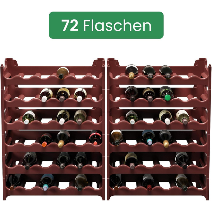 Стелаж для вина ARTECSIS на 72 пляшки, коричневий, з пластику, модульний, для ресторанів та барів