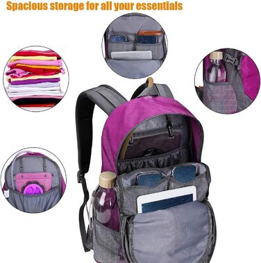 Водонепроникний туристичний рюкзак з чохлом від дощу Відкритий рюкзак Трекінгові рюкзаки для кемпінгу походів і сходжень (рожево-червоний), 4Free 35L