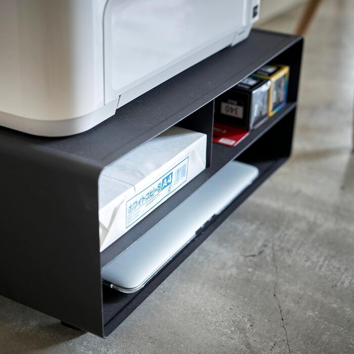 Стол для принтера Yamazaki 4349 Tower, чорний, сталь, мінімалістичний дизайн, 48 x 37 x 19 см