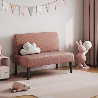 Диван-лавка Yaheetech для кухні/вітальні, 2 місця, без підлокітників, зелений/рожевий, м'який, оббивка з корду