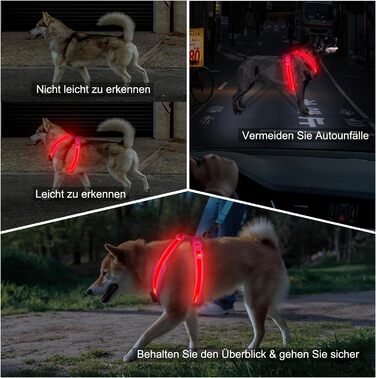 Світлодіодна шлейка для собак KOSKILL, акумуляторна, з підсвічуванням, світловідбиваюча (L, рожева)