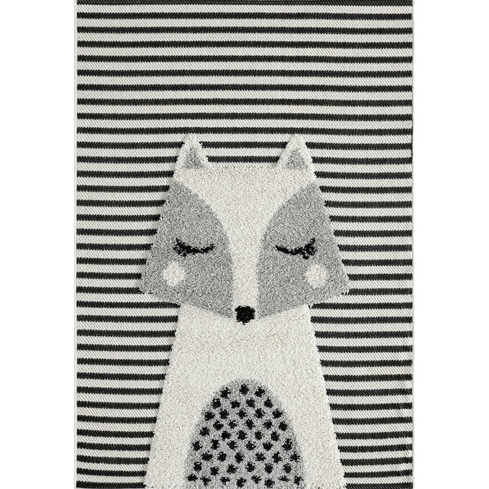 Килим Lou Soft м'який дитячий килимок, м'який м'який ворс, легкий догляд, стійкий до кольору, 3D вигляд, мотив лисиці, бежевий, 160 х 230 см 160 х 230 см лисиця