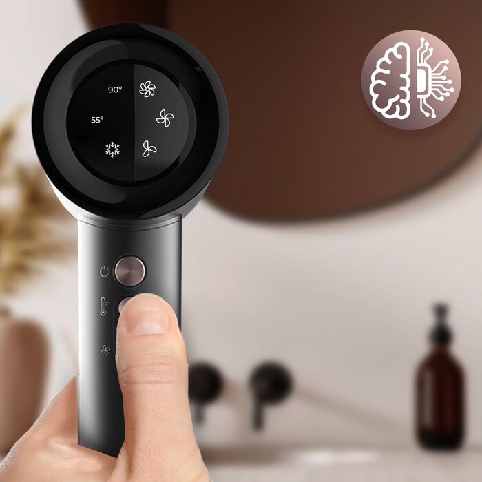 Фен Cecotec Bamba IoniCare Rockstar Nano IonTech: 1600 Вт, Nano Ioni, 110000 U/min, екран, інтелектуальне керування температурою, 3 режими, 3 швидкості, функція пам'яті