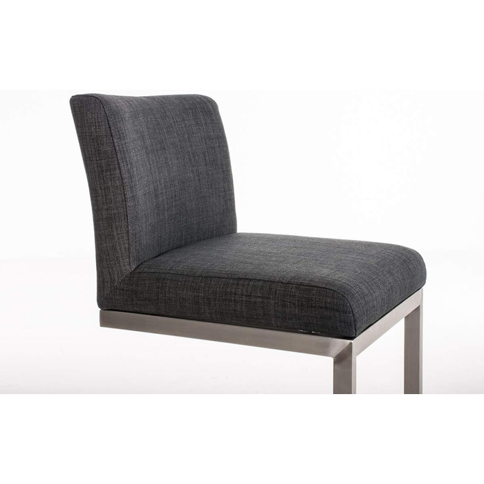 Барний стілець Paros з нержавіючої сталі, тканинне сидіння, з підлокітниками та підставкою для ніг, темно-сірий