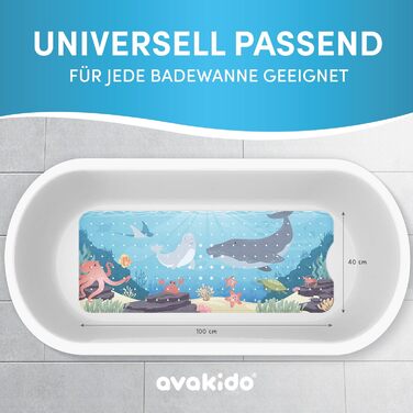 Нековзний килимок для ванної avakido дитячий - без бісфенолу А, стійкий до цвілі, можна прати в пральній машині, в т.ч. 2 гачки