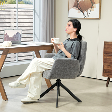 Крісло-шезлонг, акцентне крісло, сучасний дизайн, поворотне, до 120 кг, темно-сірий