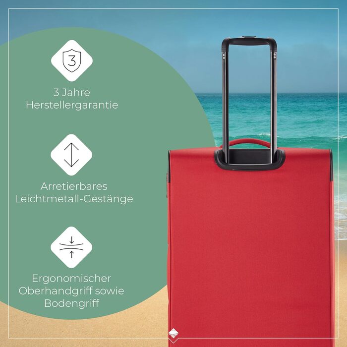 Набір валіз Travelite Chios: L/M/S, м'яка оболонка, ручна поклажа, червоний