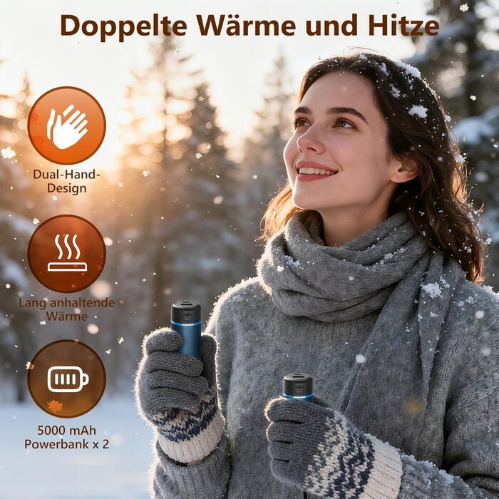 Електричні грілки для рук EXTSUD 2 шт. 5000mAh з USB-живленням, 3 режими нагріву, для кемпінгу, гольфу, подарунок (блакитний)