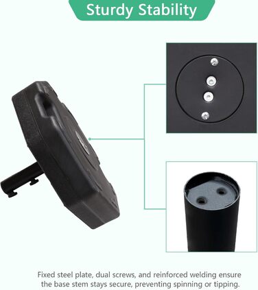 Обтяжувач для парасольки Helios&Hestia Robuster, 50,8 кг, чорний, пластиковий, для вулиці, тераси, ринку