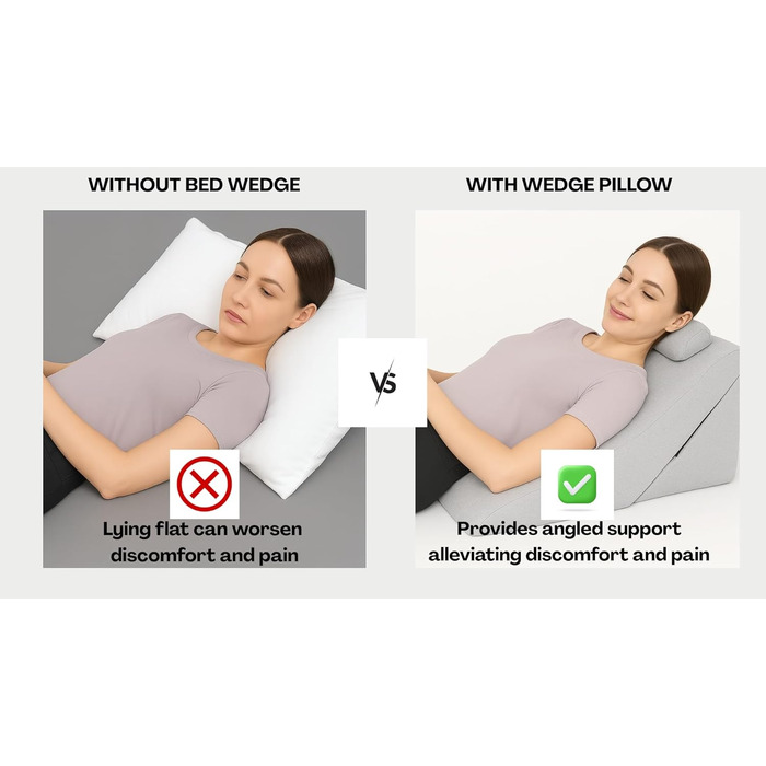 Подушка для спини Lesekissen з регульованою підголівником, з піною з пам'яті, знімний чохол, дихаюча та неслизька, ручка – трикутна для спини, шиї та ніг, 60 x 50 x 30 см