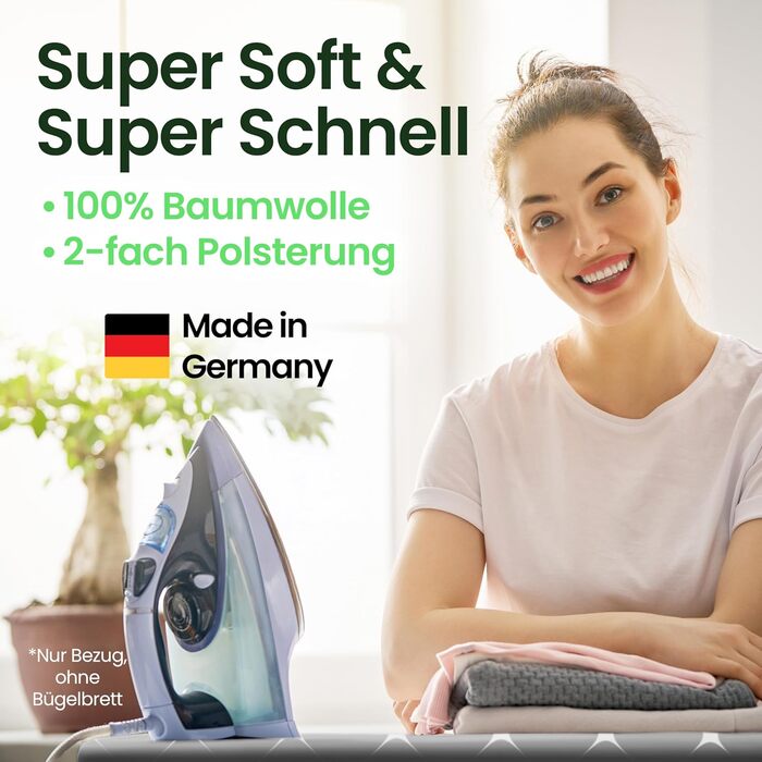 Преміум чохол для прасувальної дошки SimplySmooth 120x40 см, OEKOTEX100, Made in Germany, комфортне покриття, сірий/білий