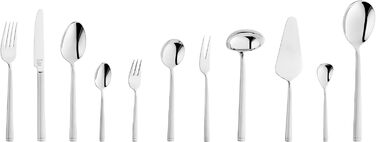 Набір столових приборів ZWILLING Senses 68 предметів (на 12 осіб), нержавіюча сталь 18/10, матова поверхня, придатний для миття в посудомийній машині, сріблястий/чорний