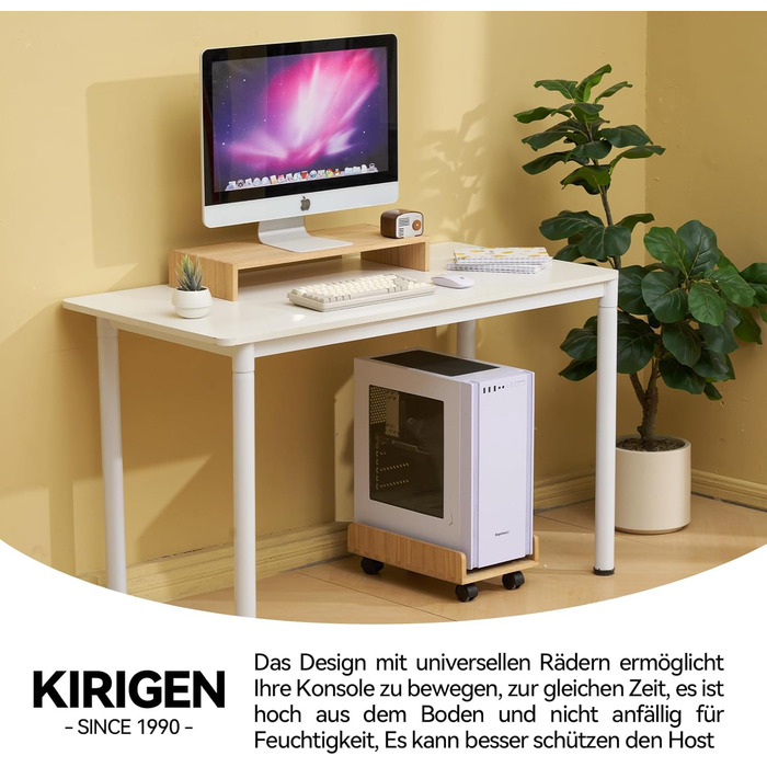 Кріплення для CPU KIRIGEN, комп'ютерний корпус ATX, мобільний стенд з колесами, натуральне дерево