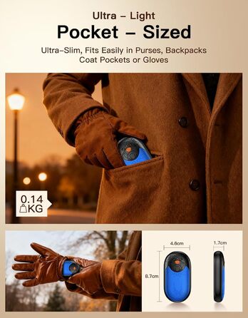 Електричний гріє для рук 2 шт. | Перезарядний кишеньковий гріє з 3 режимами, 6000mAh для жінок, чоловіків, кемпінгу, полювання, гольфу, блакитний