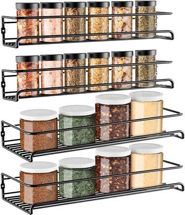 Металева підставка для спецій GEEDIAR-4 довгих підвісних кухонних стелажа для спецій самоклеюча без свердління для стіни, кухонний гарнітур