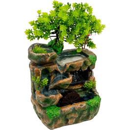 Кімнатний фонтан-водоспад з LED підсвічуванням | Декоративний фонтан для дому та офісу (18x15x30 см)