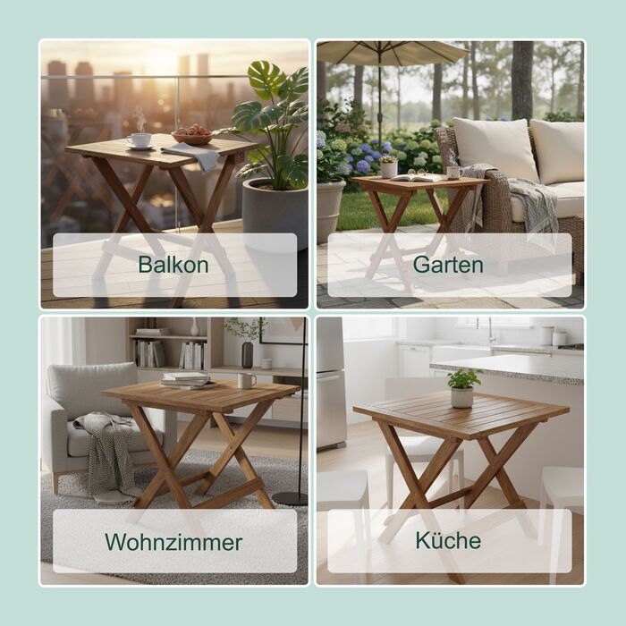 Стіл-трансформер квадратної форми Relaxdays з акацієвого дерева