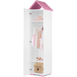 Меблі для дитячої кімнати 190,5x47,5x46см - Дитячі меблі - Шафа-купе для дитячої кімнати - Предмет меблів у формі будиночка - Етажерка для дівчаток і хлопчиків - рожевий рожевий