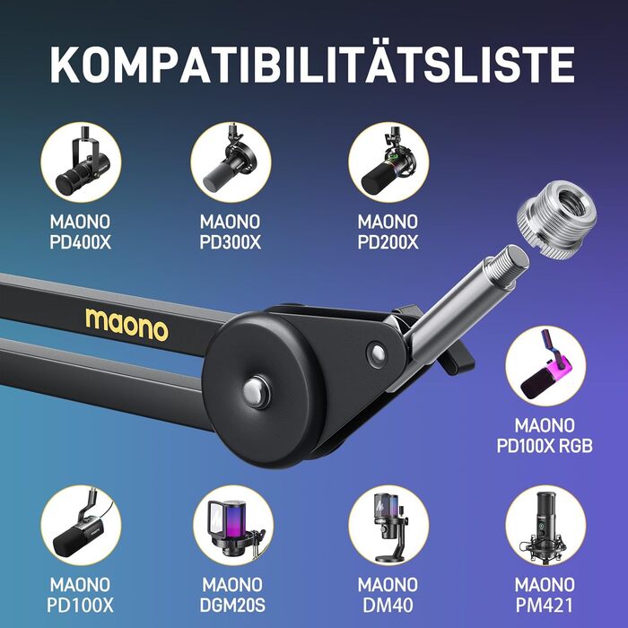 Мікрофонна стійка MAONO BA37, регульована, з адаптером 3/8