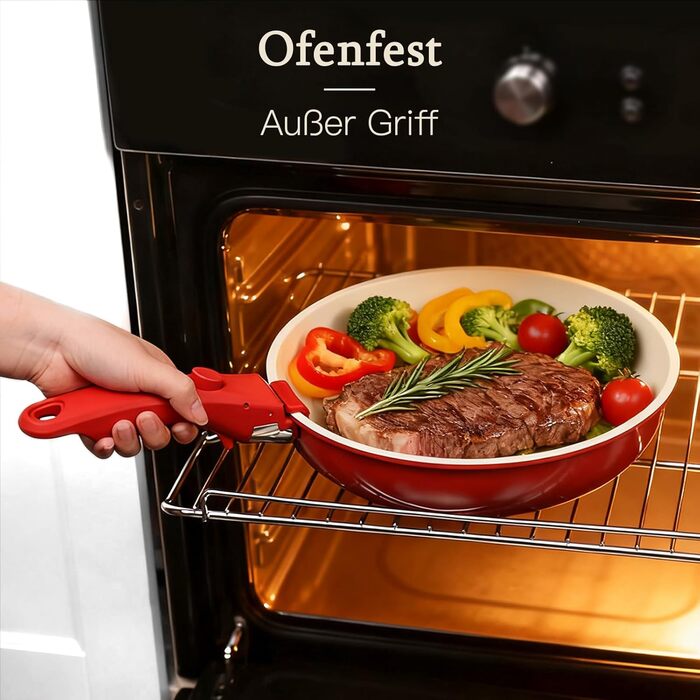 Набір посуду GiPP: 11 предметів, керамічне антипригарне покриття, знімні ручки, для всіх плит, духовка, червоний градієнт