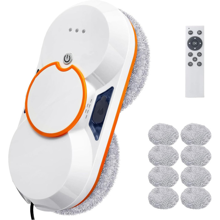 Робот для миття вікон з автоматичним струменем води, 5600 Па, автоматичний очисник вікон, інтелектуальна навігація, дистанційне керування, для гладких поверхонь, з 10 шматками мікрофібри (D 5600 Pa)