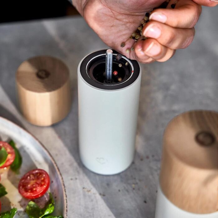Набір з 2 мельниць для спецій SPRINGLANE: сіль та перець, з бука та бетону, регульований млин, скандинавський дизайн (сірий)