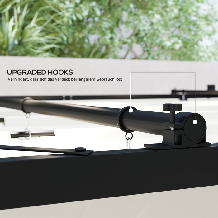 Газонний Пергола, 3 x 3 м, Розсувна дах та магнітна панель, Намет для саду, Пергола для відпочинку на відкритому повітрі, UPF30+, Метал, Кремовий