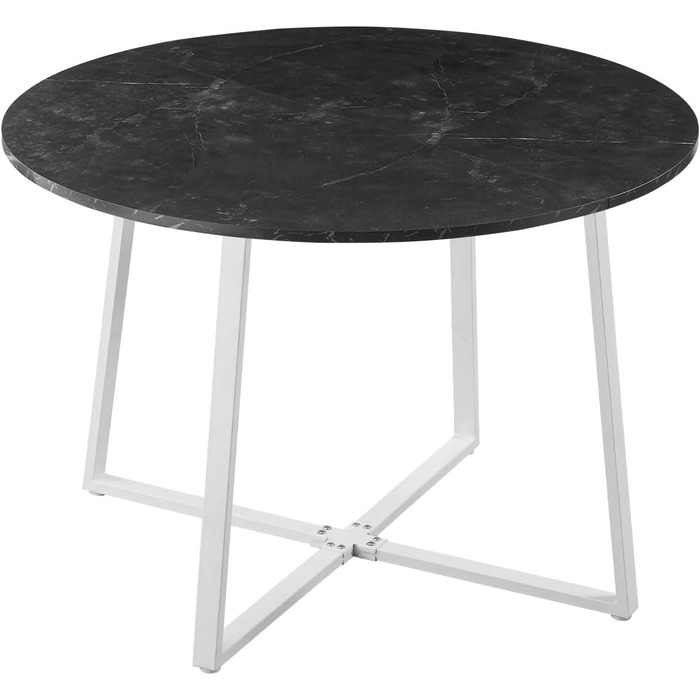 Столовий стіл DUBI Möbel NOA, круглий 110x110 см, для кухні та їдальні, індустріальний стиль, бетонний вигляд, 11216-US-BETO (Marmor-weiß)