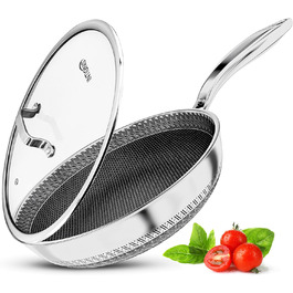 Сковорода INTIGNIS® з кришкою – 30 см / 12 дюймів / 6 л – з антипригарним покриттям | Стійка до подряпин | Глибока | Без хімікатів | Сковорода з нержавіючої сталі