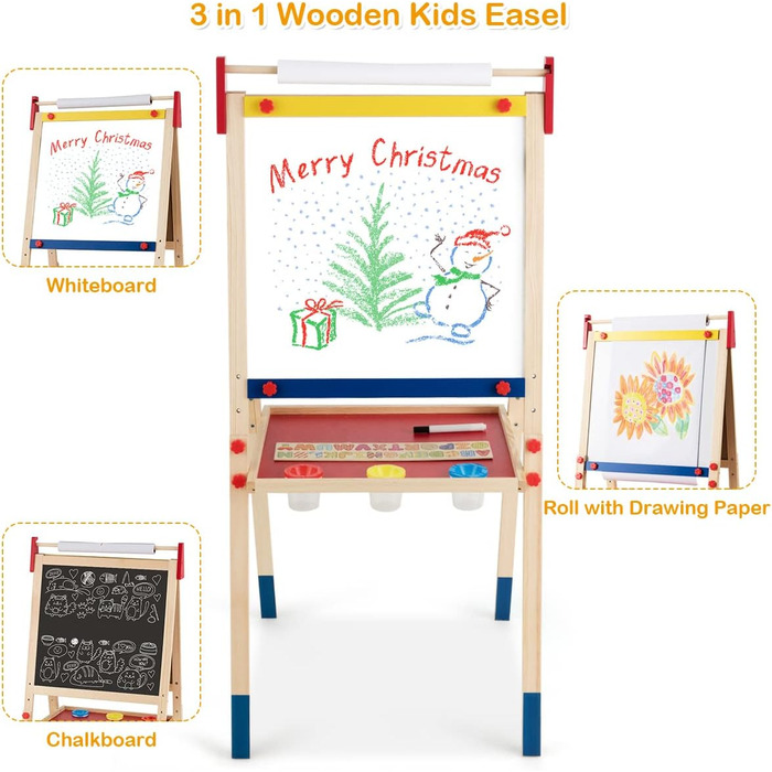 Дитяча мольберт-стіл LIFEZEAL з крейдяною дошкою, дерев'яний, 52.5 x 51.5 x 106.5 см