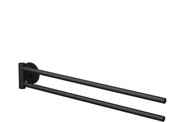 Тримач рушників Lenz Juna in – 2 поворотні руки, 40 см, антифлерове покриття, настінний монтаж (клейкий/з свердлінням), чорний