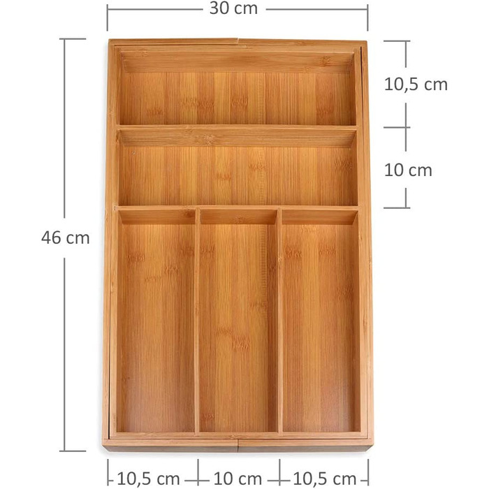 Лоток для столових приборів Schramm Bamboo 30-48x46x5 см, 5-7 відділень