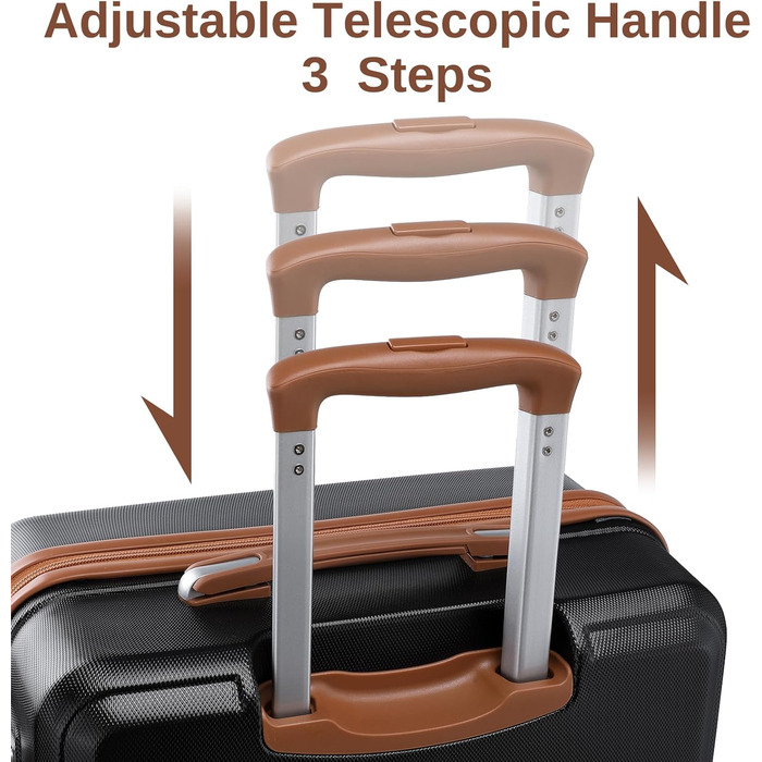 KONO Набір валіз: 6 частин, дорожній набір, багаж, косметичка, ручна сумка, культиватор (Чорний/Коричневий)