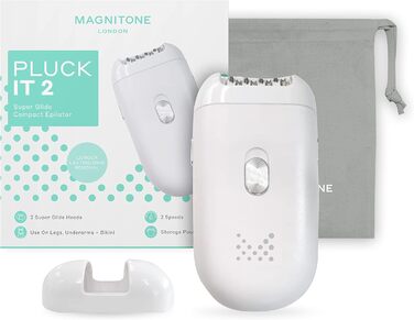 Епілятор Magnitone PluckIt2, міцний, для ніг, пахв і бікіні, USB, 2 головки, з кишенею