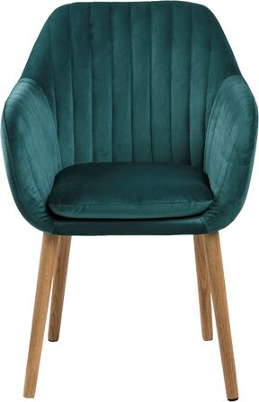 AC Design Furniture Стілець для їдальні Wendy, 57x61x83 см, смарагдовий/дуб, велюр/дуб, 1 шт.