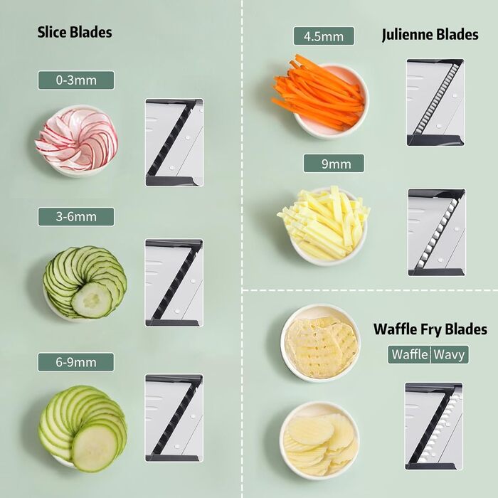 Мандоліновий ніж, 7-в-1, набір для нарізки овочів: овочерізка, тертка для картоплі, цибулі, огірків, капусти, рукавички та щітка для чищення
