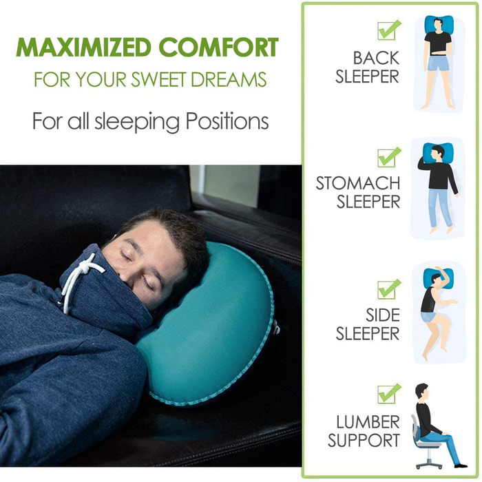 Подушка для кемпінгу для кемпінгу Легка подушка для подорожей надувна подушка для шиї подушка для кемпінгу для кемпінгу, подорожей, активного відпочинку (темно-синій)